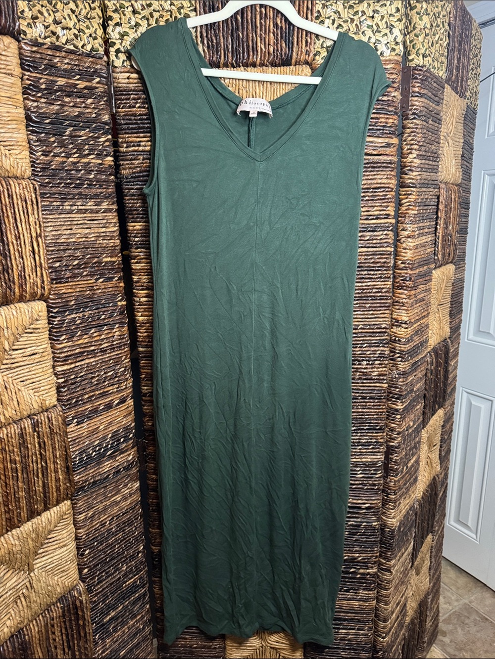 Forest Green Sleeveless V-Neck Maxi Dress